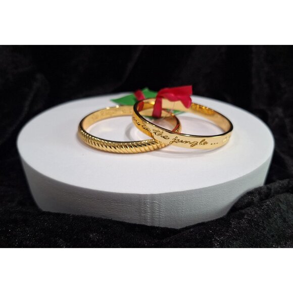 NEW Lilly Pulitzer Gold Tone "What Happens In The Jungle" Bangle Bracelet Set - Picture 8 of 9